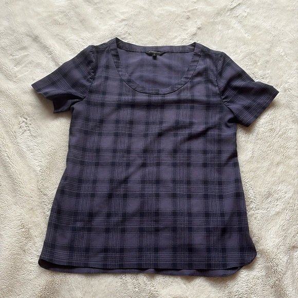 Banana Republic Purple & Black Plaid Top – Size M | Scoop Neck | Capsule Staple - Picture 1 of 5